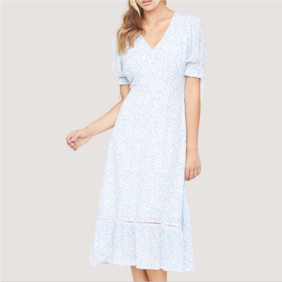 Lost & Wonder Seaside Breeze Midi Dress in Sky Blue Floral, Size Small - Picture 1 of 9